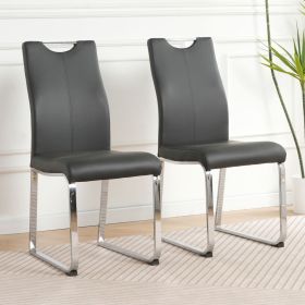 Modern Charcoal PU dining chair, cloth upholstered chair, electroplated metal chair legs, suitable for home furniture living room, bedroom, kitch