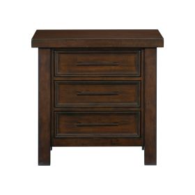 Classic Brown Finish 1pc Nightstand of 3x Drawers Mango Veneer Wood Transitional Bedroom Furniture