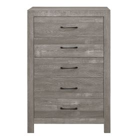 Rustic Design Gray Finish 1pc Chest with Storage Drawers Black Metal Hardware Bedroom Furniture