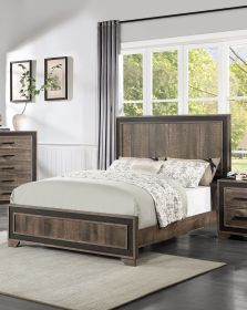 Oak Finish High Headboard 1pc Queen Size Bed Bedroom Furniture Bedframe Panel Design Wooden