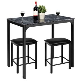 Small Space Kitchen Bar Furniture 3 Pieces Dining Table Set (Color: Black, type: Bar Table)